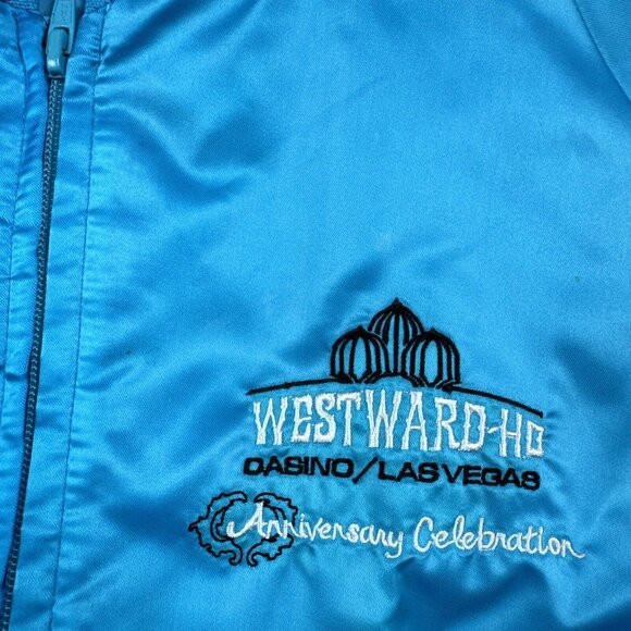 Vintage 80s Westward HO Casino Satin Bomber Jacket Embroidered Magic Hat Ritz - Picture 6 of 10